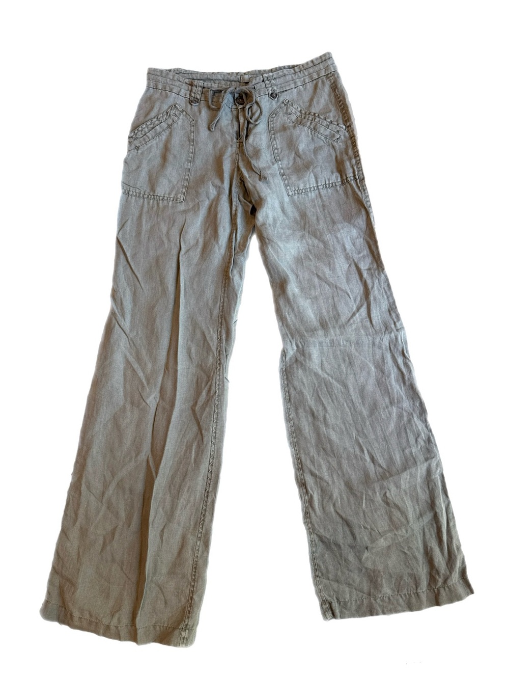 Joie Gray Wide-Leg Linen Blend Pants